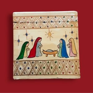 Small Foreside Lacquered Wood composite Box Christmas Nativity Scene Made India